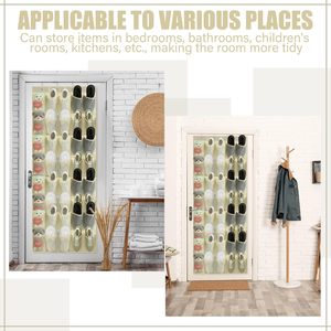 Organizador de zapatos para colgar sobre la puerta con 40 bolsillos, beige, de malla, para almacenamiento en el armario, colgador detrás de la puerta - Product Image 5