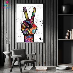 UNIART Stampe d'Arte Murale Still Life di <span class=keywords><strong>Banksy</strong></span>, Poster Ispirazionale con Gesto a V della Vittoria, Stampa Digitale su Tela di Lusso - Product Image 2