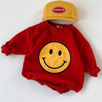 Ropa con logotipo personalizado para recién nacido, Pelele de cara feliz, ropa de manga larga, sudadera para bebé