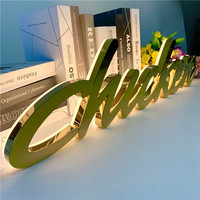 Lettres en acier inoxydable dorées personnalisées rétroéclairées, enseigne lumineuse LED 3D pour mur de réception et devanture de magasin