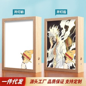 Anime-inspired Pet View Night Lights Photo Frame Three-Color Glowing LED Decorative <b>Lamp</b> Remote Control Upward Hanging Pictures - Product Image 6