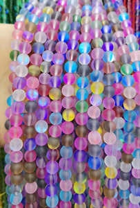 Exquisite Matte Mermaid Mystic <strong>Aura</strong> Quartz Round Crystal Glass <strong>Beads</strong> and Frosted Moonstone <strong>Beads</strong> Collection for Bracelets - Product Image 6