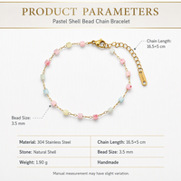 Bracelet en perles de coquillage en acier inoxydable couleur or pastel, carré, trois points cinq millimètres, fait main, pour femmes, vente en gros