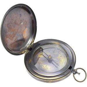 PARIJAT Handicraft 2.5\" Antique Brass Pocket <b>Compass</b> Best Gift Ideas for Directional Magnetic <b>Navigation</b> Push Button Camping - Product Image 5