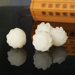 White Jade Lotus <b>Beads</b> 18mm Carved Flower Shape <b>For</b> DIY Buddhist Prayer <b>Beads</b> <b>Bracelet</b> Accessories Unisex Scattered <b>Beads</b> - Product Image 1