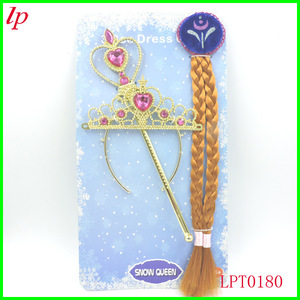 Ensemble couronne, bâton et tresses de reine des neiges LPT0180, coiffe en résine plastique pour déguisement enfant - Product Image 1