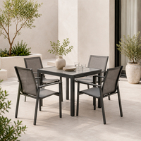 Table de jardin extensible HOMFUL avec plateau en verre sérigraphié de 5 mm, structure en aluminium, résistante aux intempéries