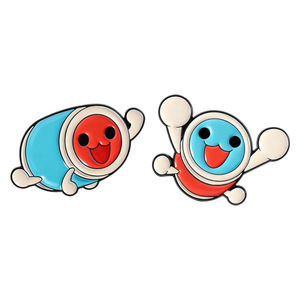 Broche en alliage de zinc peinte, motif dessin animé amusant Taiko No Tatsujin, contraste de couleurs rouge et bleu, forme sourire, <span class=keywords><strong>image</strong></span> mignonne, vente en gros - Product Image 5