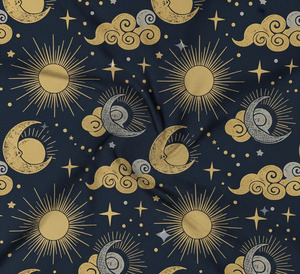 Tela de algodón estampada con cielos celestiales, luna, estrellas y galaxia, por yarda, textil de algodón estampado digital para coser, acolchar y manualidades. - Product Image 5