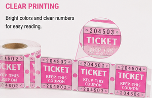 Boletos de Rifa Rosados de 2x2 Pulgadas, Numerados Secuencialmente con Reverso Escribible para Eventos Promocionales - Product Image 6