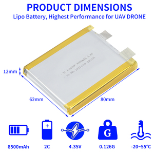 แบตเตอรี่ลิเธียมกึ่งแข็งคุณภาพสูง 8500mAh 3.7v 3.8V ความจุ 126280 รุ่น Ion - Product Image 3