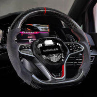 Volant en fibre de carbone avec cuir perforé, boutons multifonctions, amélioration racing pour VW Golf 6 Golf 7 MK6 GTI R Scirocco GTD