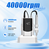 Perceuse à ongles professionnelle sans fil et sans balais 40000 tr/min en aluminium rechargeable avec clip ceinture, personnalisation OEM ODM du logo
