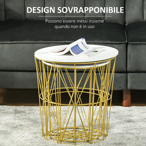 HOMCOM Juego de 2 mesas de centro apilables modernas con estante extraíble, mesa de centro con almacenamiento para sala de estar y dormitorio, Whit - Product Image 6