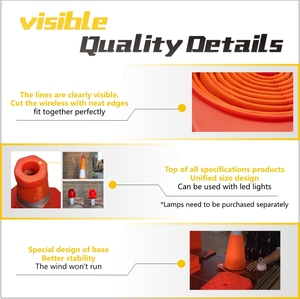 Yol Güvenliği için Yansıtıcı Yaka Detaylı Çok Amaçlı Katlanabilir Trafik Güvenlik Konileri, Otoparklar için Turuncu Koniler - Product Image 5