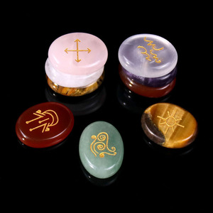 Juego de Piedras de Cristal Curativas con Runas de Bruja Gitana Grabadas Naturalmente, Curación, Miguel, Ranahael <span class=keywords><strong>Gabriel</strong></span>, Uriel 25mm 5mm - Product Image 6