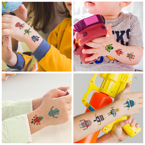 Robot de dibujos animados transfronterizo cara <span class=keywords><strong>tatuaje</strong></span> pegatina ambiental impermeable y a prueba de sudor para niños diseño explosivo - Product Image 1