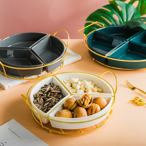 Plateau à fruits et à en-cas créatif et portable à 3/4 compartiments, séparateur <span class=keywords><strong>de</strong></span> compartiments, plateau à dessert, plateau à bonbons, plateau à noix - Product Image 4
