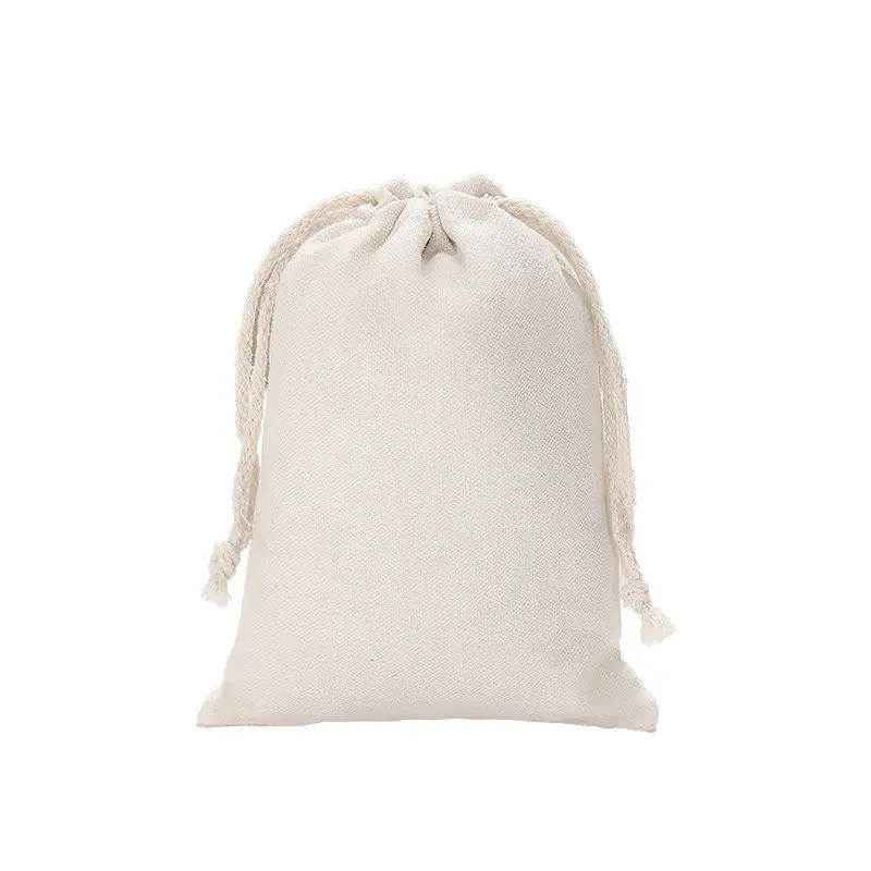 Home Kitchen 130g Natural Cotton Storage Bags Christmas Gift Fabric Package Plain Drawstring Pouches