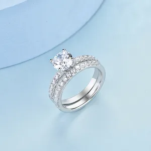 Unique Engagement Diamond Wedding Ring 925 Sterling Silver 4 Prong Beautiful Cubic Zirconia Stacking Rings