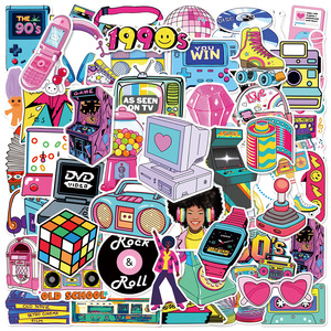 50Pcs Cartoon 80s 90s Fashion Graffiti <strong>Stickers</strong> for Luggage Bottle Decor <strong>Cool</strong> Old School <strong>Sticker</strong> - Product Image 1