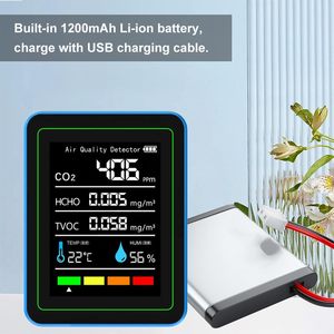 Moniteur de qualité de l'air professionnel 10-en-1, détecteur de CO2/formaldéhyde/TVOC/température/humidité pour la maison, l'hôtel, le bureau et la voiture KQ-10 5 - Product Image 6
