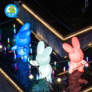 Sculpture publicitaire gonflable lumineuse de ballon de modèle d'air de dessin animé de lapin en forme personnalisée pour les campagnes d'aération - Product Image 4