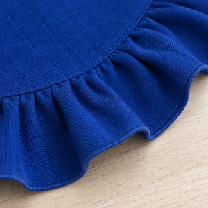 <b>Round</b> Cotton <b>Table</b> Placemats Plain Dyed Ruffle Edge Home Decor Machine Washable Handmade Simple Style - Product Image 2
