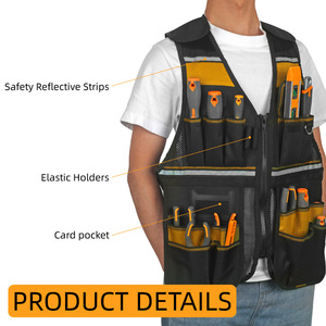 Bolsa de Herramientas, Chaleco Portaherramientas con 20-24 Bolsillos, Velcro Ajustable, Multifuncional, Ropa de Trabajo para Electricistas - Product Image 3
