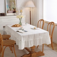 Nappes en lin et coton blanc DUOLAI avec broderie pour hôtel, fête, mariage, restaurant