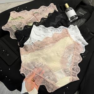 กางเกงในผ้าซาตินลูกไม้ผู้หญิงขายส่ง แต่งโบว์ เอวกลาง เซ็กซี่ ระบายอากาศได้ดี ชุดชั้นในหรูหรา รับผลิตแบบ OEM ODM - Product Image 2