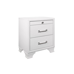 Civic White Nightstand With Two <b>Drawers</b> Modern Bedroom <b>Storage</b> <b>Drawer</b> Unit - Product Image 3