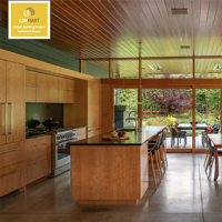 Armário de Cozinha Estilo Americano com Moldura Slim Transicional em Madeira Laminada, Projeto Personalizado para Villa
