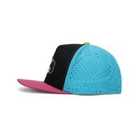 Gorra Trucker Perforada con Bloques de Color, Gorra Snapback de Malla de Secado Rápido con Parche de Goma, Gorra Deportiva Transpirable de Ala Plana para Exteriores