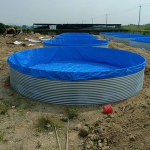 Bassin d'élevage commercial de tilapias, structure en acier galvanisé, revêtement en PVC, bassin rond pour aquaculture intensive en recirculation (<span class=keywords><strong>RAS</strong></span>) - Product Image 2