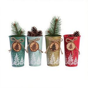 2025 nuevas tazas decorativas con temática navideña, macetas suculentas de madera, <span class=keywords><strong>maceta</strong></span> de Metal para jardín, decoración de tazas de dulces de <span class=keywords><strong>Navidad</strong></span> - Product Image 1