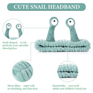 Spa <strong>Headband</strong> Facial <strong>Makeup</strong> Head Band Microfiber Soft Coral Fleece Head Wraps <strong>Snail</strong> Cartoon Cute Elastic Skincare HairBand Custom - Product Image 2