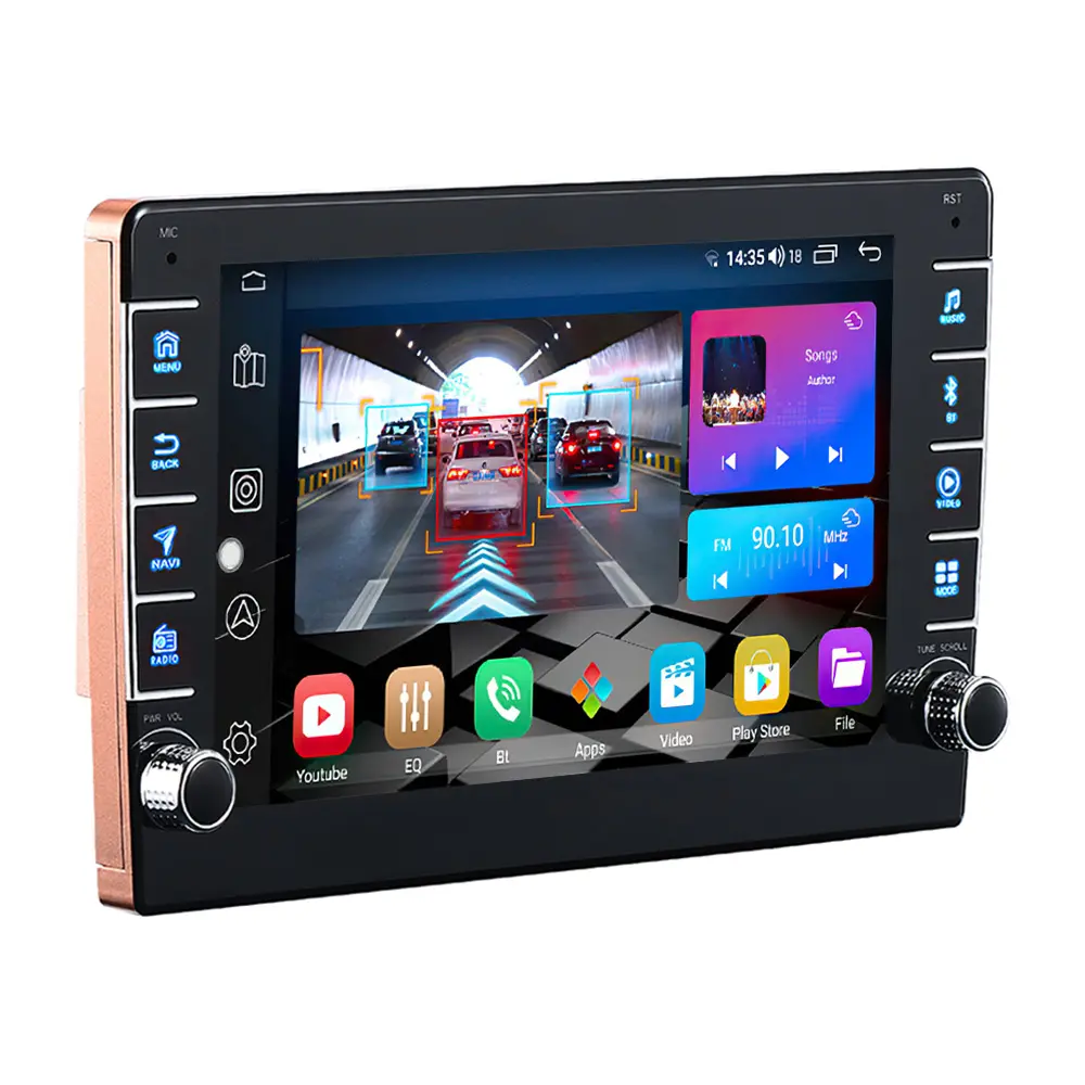 LEHX Radio mobil Universal, 8 inci 8 Core 4G IPS DSP 2Din Android Auto Carplay Radio Multimedia navigasi GPS dengan tombol tombol tombol