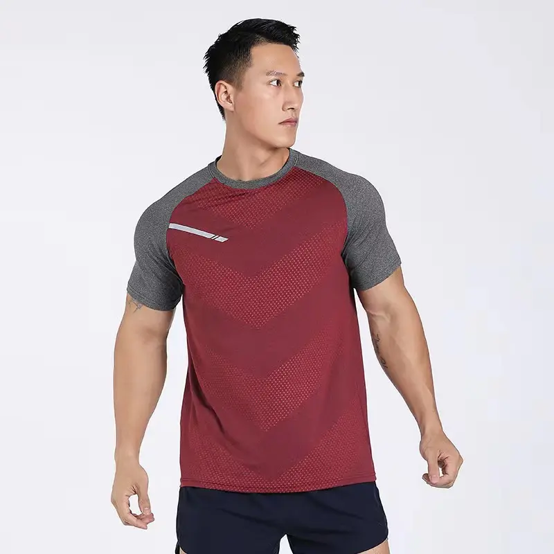 Camiseta de manga corta raglán para hombre, ropa deportiva de secado rápido para entrenamiento y trotar en el gimnasio, 2023