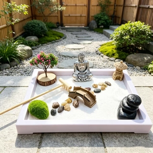Kit <span class=keywords><strong>de</strong></span> Jardín Zen Miniatura <span class=keywords><strong>de</strong></span> Bambú para Decoración del Hogar u Oficina, con Bandeja <span class=keywords><strong>de</strong></span> Arena y Herramientas, para Yoga y Meditación - Product Image 1