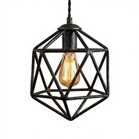 Lampe suspendue géométrique carrée en fer noir moderne, faite à la main, ampoule LED E27, 3500K, blanc chaud, commande tactile, lampe de plafond pour cuisine