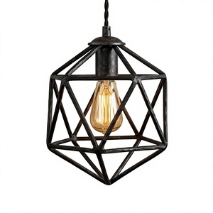 <b>Modern</b> Black Iron Geometric Pendant <b>Light</b> E27 <b>LED</b> Bulb 3500K Warm White Touch Control Kitchen <b>Ceiling</b> Lamp - Product Image 1