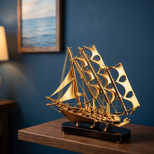 Handcrafted Sailing Ship Wooden Model <b>Nautical</b> Decorative Sculpture For Home Office Tabletop Display Coastal <b>Decor</b> And Gift Coll - Product Image 4