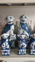 Ornement en céramique de Jingdezhen, figurine de chien Foo, lion, coq, empereur Qing, glaçure bleue, blanche et rouge, Famille Rose, décoration chinoise pour la maison