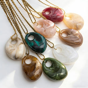 Collar Irregular de Moda Europea y Americana, Colgante de <span class=keywords><strong>Piedra</strong></span> Natural en Forma de Gota de Agua, Joyería, Collar de Cadena Trenzada de Acero Inoxidable, Regalo - Product Image 1