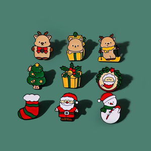Broches bonitos de dibujos animados navideños, insignias metálicas de Papá Noel y muñeco de nieve, regalos navideños, MEDALLAS, ropa y accesorios - Product Image 2