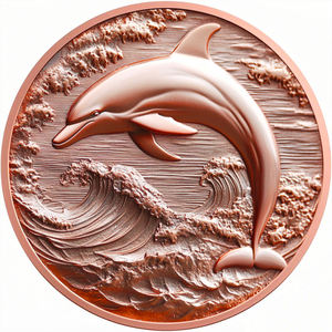 批发1盎司999精铜海豚纪念币高浮雕工艺海洋礼品制造商直接供应无模具成本 - Product Image 1