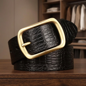 Custom Length Durable Genuine Leather Belts Casual Steel Buckle Eco-Friendly <b>Waterproof</b> <b>Lightweight</b> Solid Pattern Heat-Transfer - Product Image 1