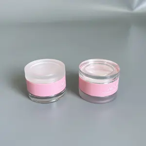 Lüks 10g çift kapaklar akrilik boş konteyner kozmetik plastik pembe kavanozlar kozmetik krem kavanoz dudak balsamı için