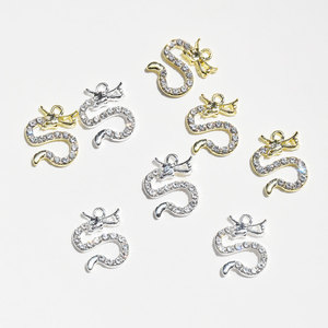 Pendentif en alliage de dragon chinois, or et argent KC, pour la fabrication de boucles d'oreilles, accessoires de bijouterie, forme irrégulière, plaqué de strass - Product Image 2